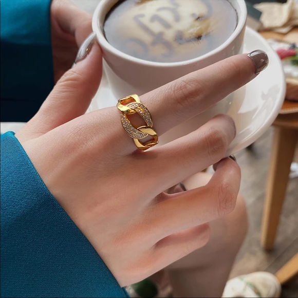 ✨Insta gold / silver chain crystal ring - Picture 5 of 5